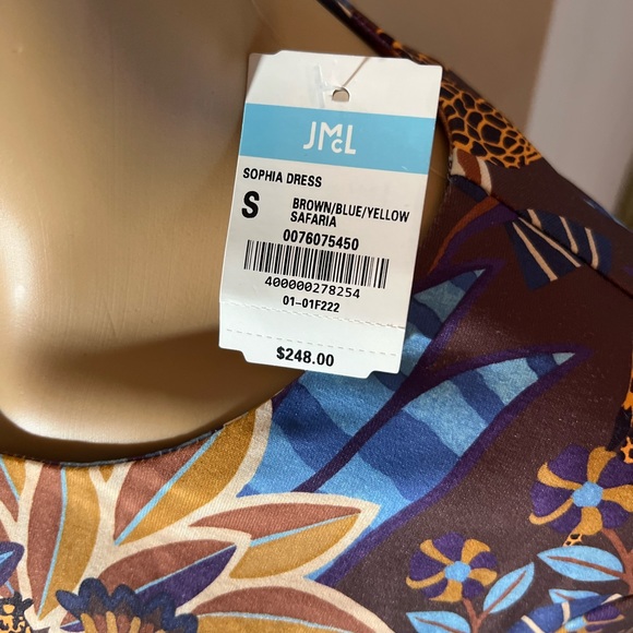 NWT J. MCLAUGHLIN Sophia Safaria Floral Dress Catalina Cloth Brown Multicolor S - Picture 4 of 5